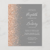 Budget Gray Peach Glitzer Einladung Hochzeit (Vorderseite)