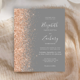 Budget Gray Peach Glitzer Einladung Hochzeit