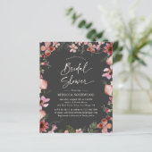 Budget Gray Pink Florals Bridal Dusche Einladung (Stehend Vorderseite)