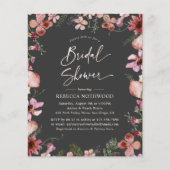 Budget Gray Pink Florals Bridal Dusche Einladung (Vorderseite)