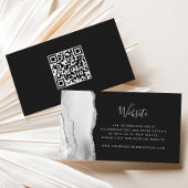 Budget Gray Silver Agate Dark Wedding QR Code Begleitkarte