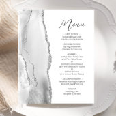 Budget Gray Silver Agate Script Wedding Menu