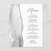 Budget Gray Silver Agate Script Wedding Menu (Vorderseite)