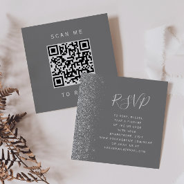Budget Gray Silver Glitzer Wedding QR Code UAWG Begleitkarte