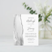 Budget Gray Silver QR Code Einladung Hochzeitsfeie (Stehend Vorderseite)