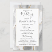 Budget Gray White Gold Agate Wedding Program (Vorderseite)