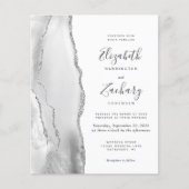 Budget Gray White Silver Agate Einladung Hochzeit (Vorderseite)