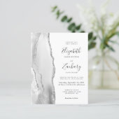 Budget Gray White Silver Agate Einladung Hochzeit (Stehend Vorderseite)
