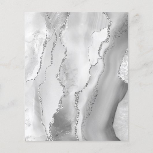 Budget Gray White Silver Agate Einladung Hochzeit (Rückseite)