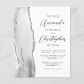 Budget Gray White Silver Agate Einladung Hochzeit (Vorderseite)
