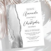 Budget Gray White Silver Agate Einladung Hochzeit