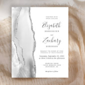 Budget Gray White Silver Agate Einladung Hochzeit