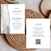 Budget Gray White Silver Agate QR Code Hochzeit