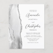 Budget Gray White Silver Agate QR Code Hochzeit (Vorderseite)