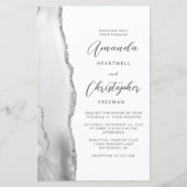Budget Gray White Silver Agate QR Code Hochzeit (Vorderseite)