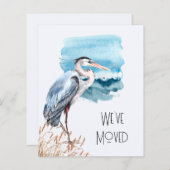 Budget Great Blue Heron Ocean New Address Card (Vorne/Hinten)