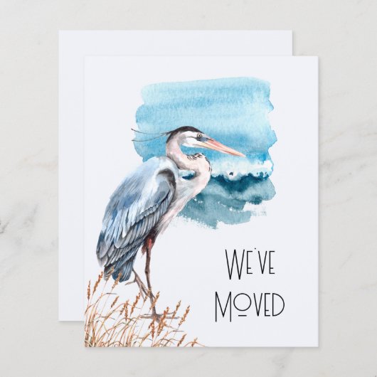 Budget Great Blue Heron Ocean New Address Card (Vorne/Hinten)