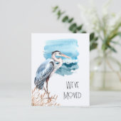 Budget Great Blue Heron Ocean New Address Card (Stehend Vorderseite)