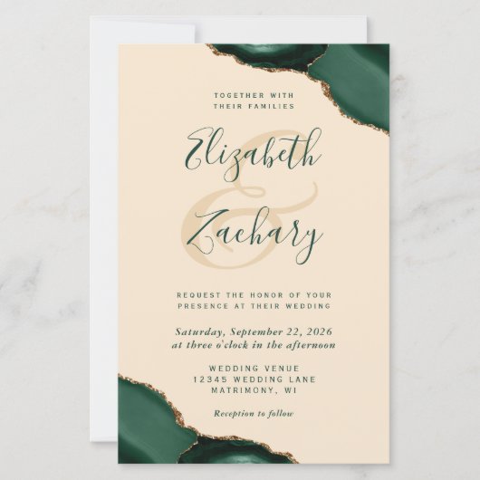 Budget Green Agate Corners Champagne Wedding (Vorderseite)