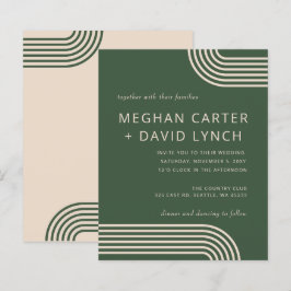 Budget Green Arched Wedding Einladung