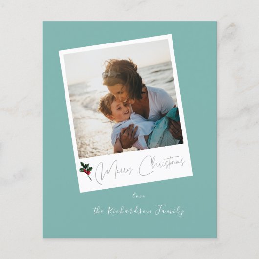 Budget Green Beachy Instant Foto Frohe Weihnachten Flyer (Vorne)