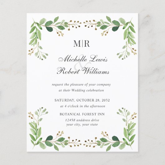 BUDGET Green Blätter Summer Spring Garden Hochzeit (Vorderseite)