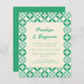 Budget Green Blue Retro Motif Hochzeit Einladung (Vorne/Hinten)