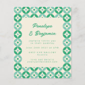 Budget Green Blue Retro Motif Hochzeit Einladung (Vorderseite)