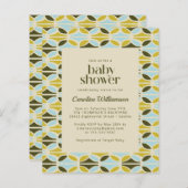 Budget Green Blue Shapes Baby Dusche laden ein (Vorne/Hinten)