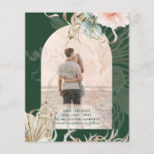 BUDGET Green BOHO Peach Pampas Grass Wedding Flyer (Vorne)