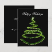 Budget Green Christmas Tree Business Holiday Card (Vorne/Hinten)