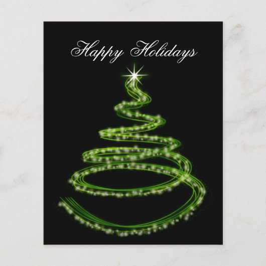 Budget Green Christmas Tree Business Holiday Card (Vorderseite)
