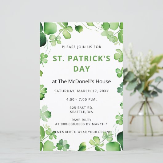 Budget Green Clover Kleeblatt St Patricks Day (Stehend Vorderseite)