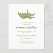 Budget Green Crocodile 1. Geburtstag Einladung (Vorderseite)