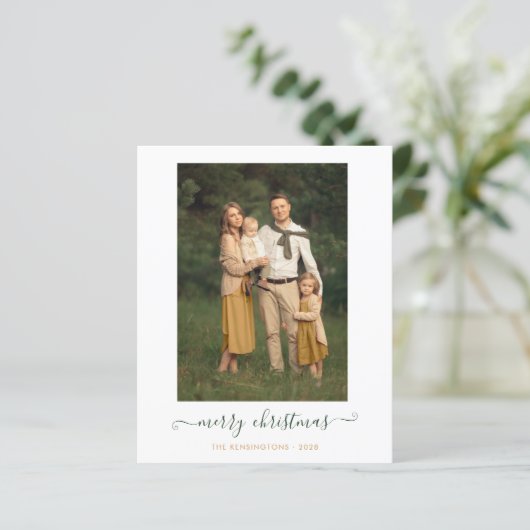 BUDGET Green Einfache Skripte Frohe Weihnachten Fo (Stehend Vorderseite)