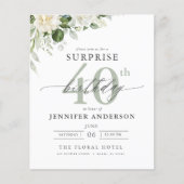 Budget Green Floral Überraschung Geburtstag Einlad (Vorderseite)
