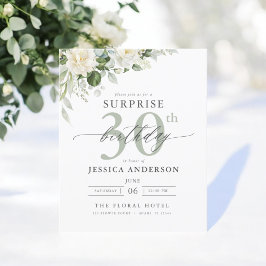 Budget Green Floral Überraschung Geburtstag Einlad