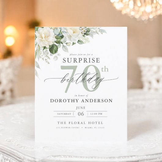 Budget Green Floral Überraschung Geburtstagseinlad