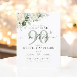 Budget Green Floral Überraschung Geburtstagseinlad