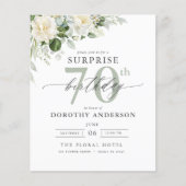 Budget Green Floral Überraschung Geburtstagseinlad (Vorderseite)