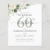 Budget Green Floral Überraschung Geburtstagseinlad (Vorderseite)