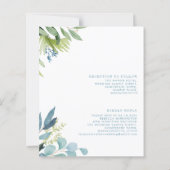 Budget Green Foliage Blue Wedding Einladung (Rückseite)