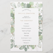Budget Green Foliage Elegante Wedding Program (Vorderseite)