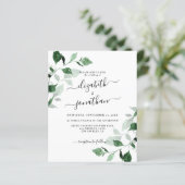 Budget Green Foliage Hochzeit Einladung (Stehend Vorderseite)