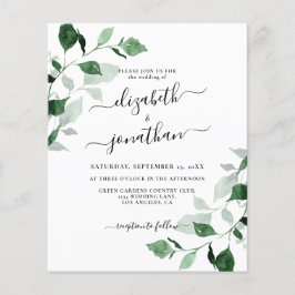 Budget Green Foliage Hochzeit Einladung