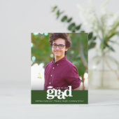 Budget Green Foto Abschluss Bold Cap Einladung (Stehend Vorderseite)