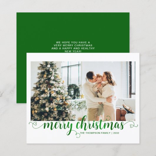 BUDGET Green Frohe Weihnachts-Herz-Script-Foto (Vorne/Hinten)