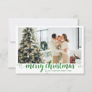 BUDGET Green Frohe Weihnachts-Herz-Script-Foto Mitteilungskarte