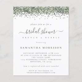 Budget Green Glitzer Bridal Dusche Einladung