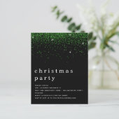 Budget Green Glitzer Weihnachts-Party Black Invite (Stehend Vorderseite)